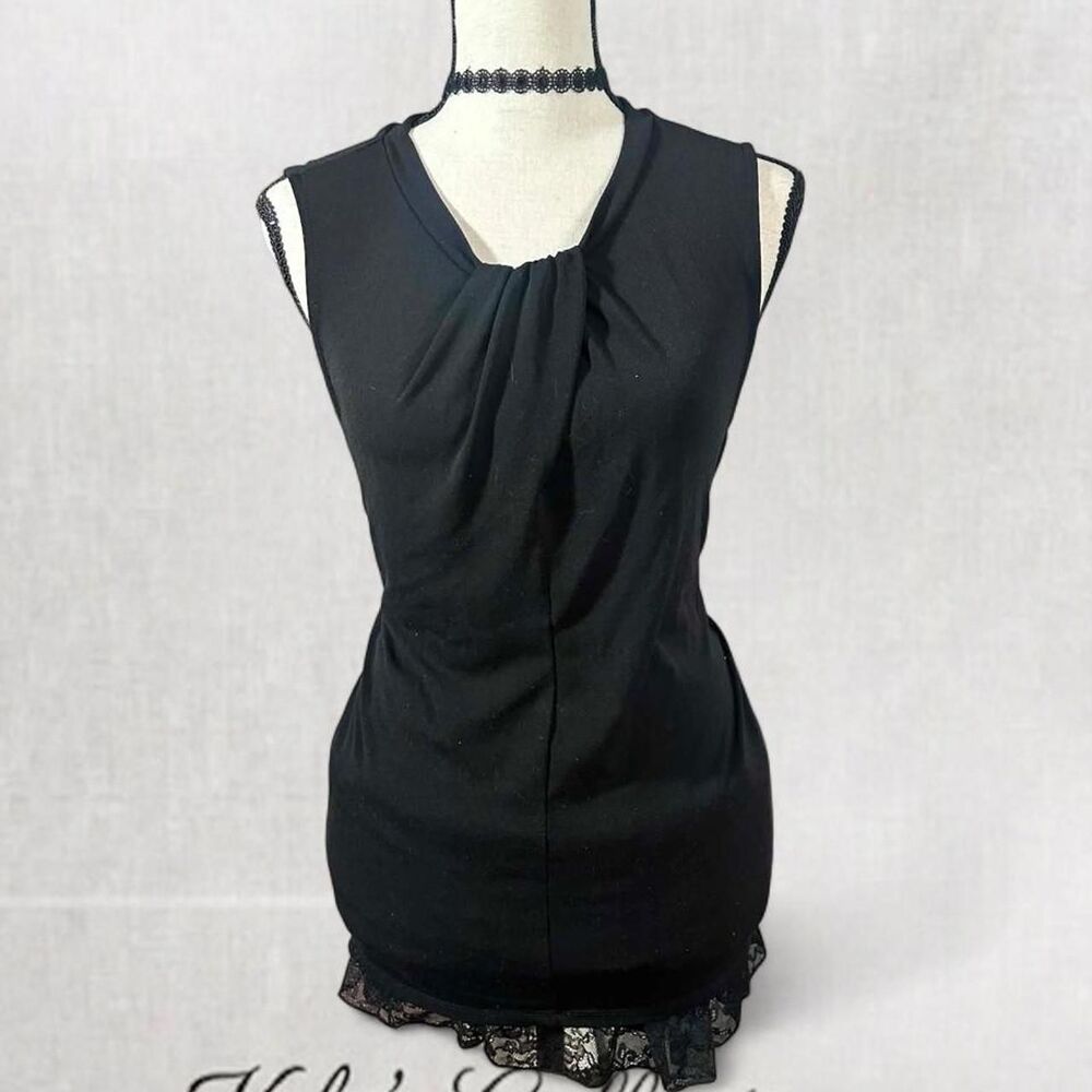 Chic Goth Style Black Sleeveless Top by Banana Republic